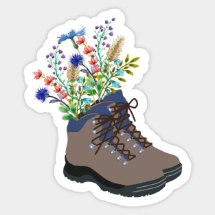 Wildflower Hiking Boots Sticker